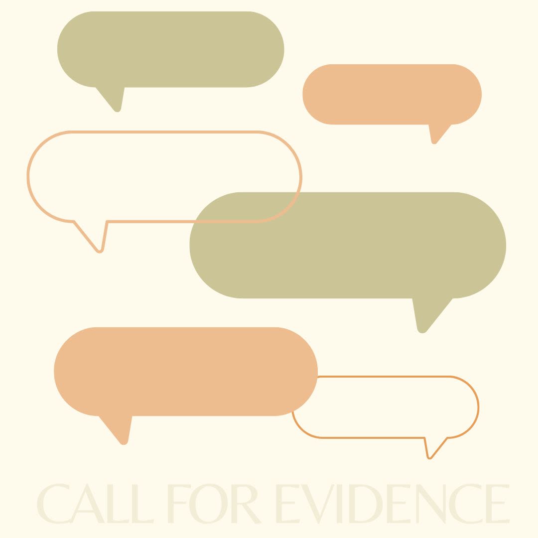 Call for Evidence image with speech bubbles used as graphics